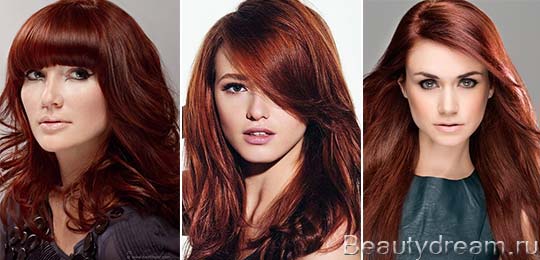 Русый коричнево красный эстель фото на волосах