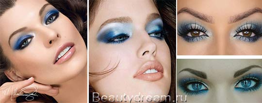 Варианты макияжа с синими тенями