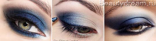 Варианты макияжа с синими тенями